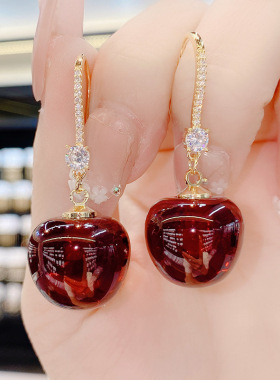 The 2023 New Red Cherry Cherry Earrings are Stylish and