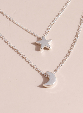 New Simple Romantic Girls Star Moon Necklace Gold Silver Col