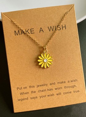 Small pendant Sunflower Necklace for Girl Korean Fashion