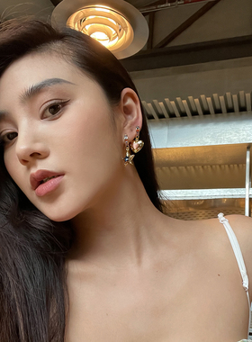 European and American Fashion Retro Pink Opal Heart-shaped