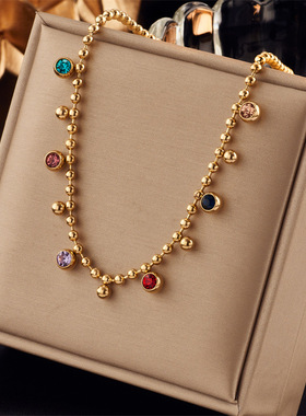 316L Stainless Steel Multicolor Crystal Zircon Necklace For