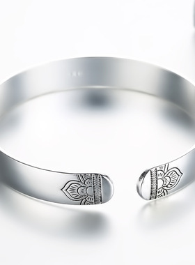 Fashion Sterling Silver Woman Lucky Cuff Bracelet Lotus