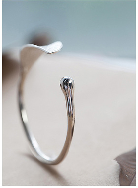 Fashion Sterling Silver Woman Cuff Bracelet Open Leaf