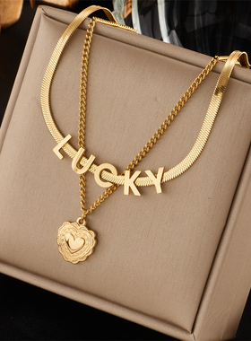 2023 Gold Color Multi-Layer Letter Necklaces for Women Stain