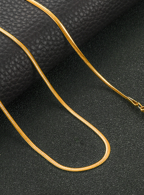 Width 1mm/2mm Flat Chain Gold/Steel/Black/Rose Color