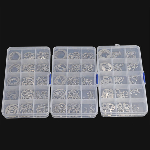 304孔用挡圈C型卡簧套装弹性卡环轴用E型黑色卡簧盒装家用DIY大全 - 图0