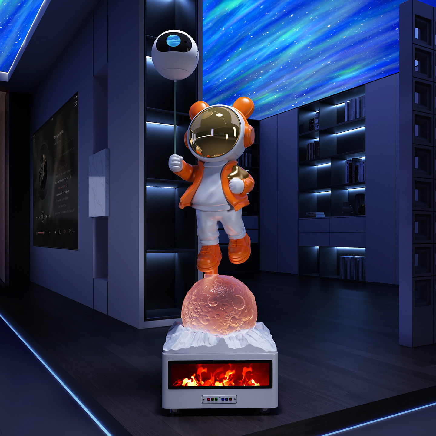 火焰壁炉K歌音箱太空人宇航员大摆件落地客厅沙发边电视柜旁乔迁,淘宝优惠券,粉丝福利购,淘宝优惠卷