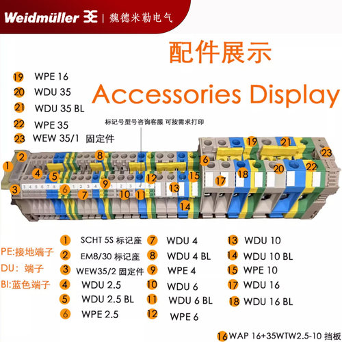 魏德米勒WQV35/2 WDU35系列 35平方端子横联件连接条 1053060000 - 图2
