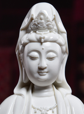 快速发货戴e玉堂德化陶瓷观音佛像供奉家用摆件立式古莲观世音菩