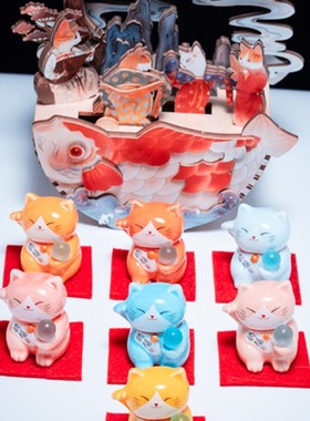 快速发货日式招财猫动物t桌面送礼陶瓷摆件车载 卡通摆放手工儿童