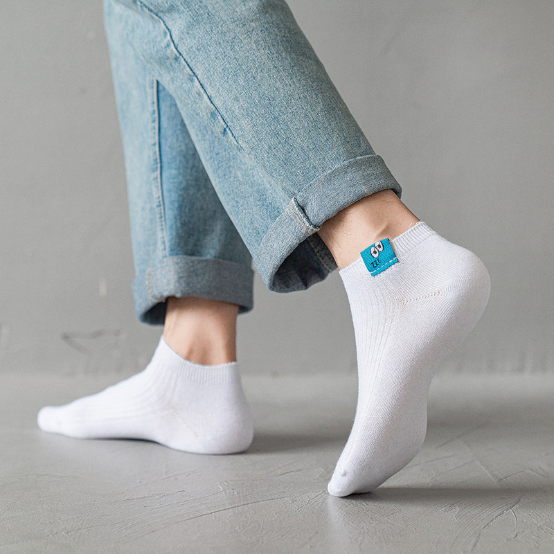 南极人白色纯棉防臭吸汗夏天男短袜 南极人京梦短袜/打底袜/丝袜/美腿袜