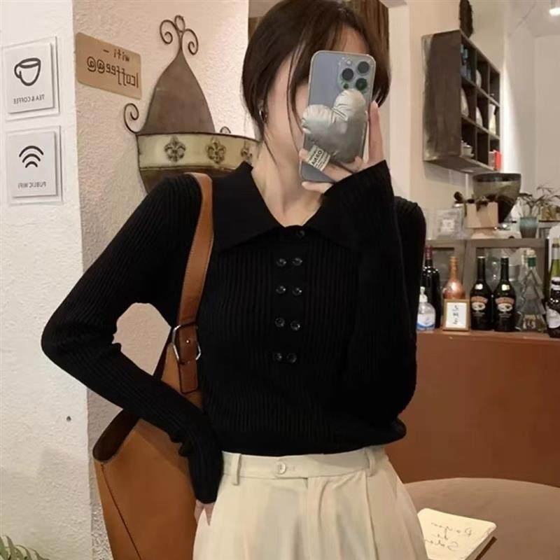 2025新款设计感内搭毛衣女上衣秋冬高级感修身针织衫polo领打底衫,淘宝优惠券,粉丝福利购,淘宝优惠卷