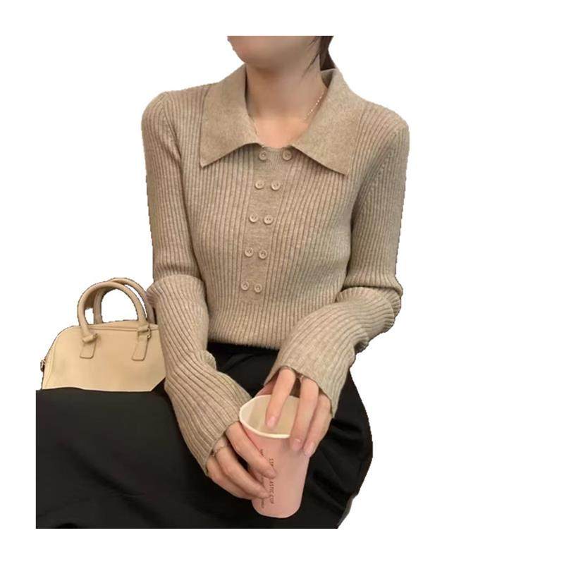 2025新款设计感内搭毛衣女上衣秋冬高级感修身针织衫polo领打底衫,淘宝优惠券,粉丝福利购,淘宝优惠卷