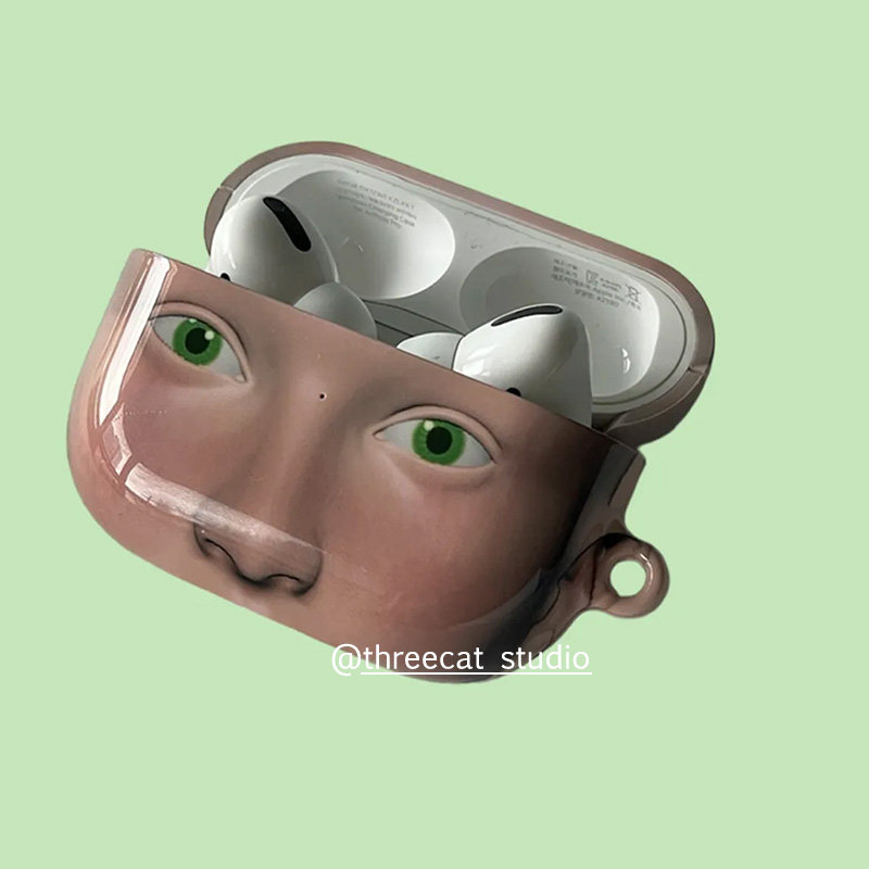韩国ins抽象艺术设计个性搞怪人脸pro3进口菲林耳机壳适用于苹果1/2/3/4代airpods pro2保护套airpods4硬亮,淘宝优惠券,粉丝福利购,淘宝优惠卷