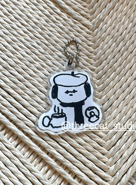 喝咖啡雪人包包airpods挂件