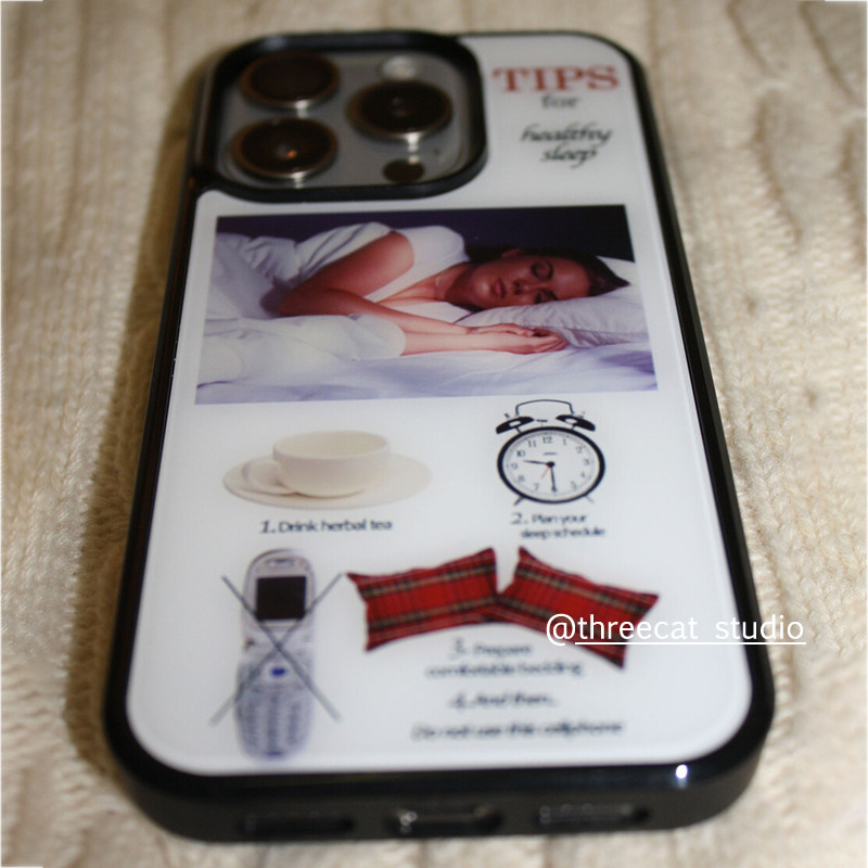 韩系ins个性设计健康睡眠欧尼博主手机壳适用于iphone17promax/16pro苹果17e/15/14/13/12黑边11保护套Xsmax