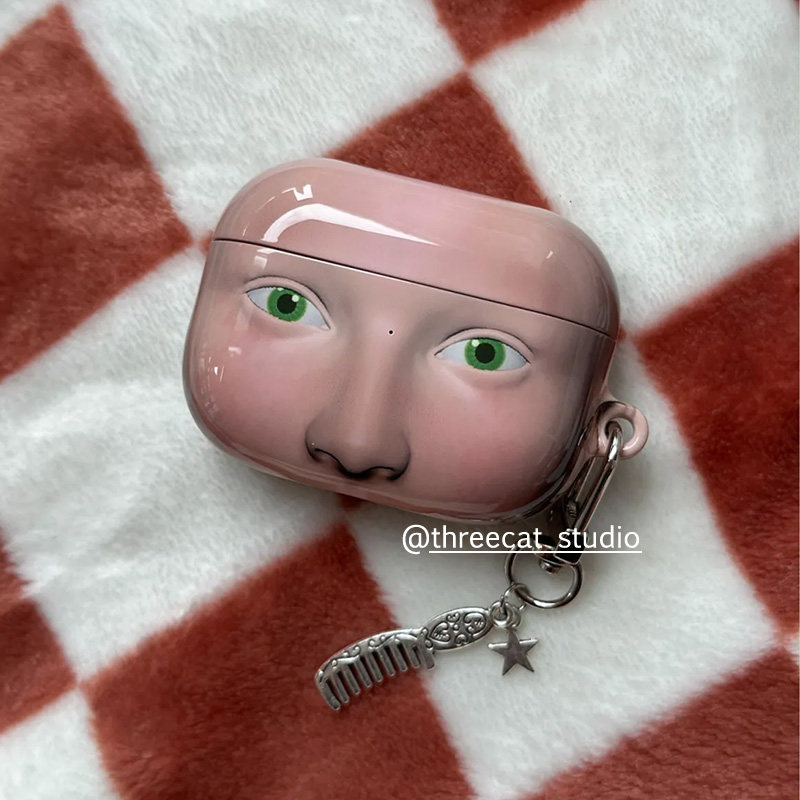 韩国ins抽象艺术设计个性搞怪人脸pro3进口菲林耳机壳适用于苹果1/2/3/4代airpods pro2保护套airpods4硬亮,淘宝优惠券,粉丝福利购,淘宝优惠卷