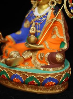 西藏矿物彩绘7寸21cm莲花生大师彩绘莲花生大师