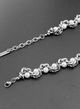 原创蛇系叠戴颈链珍珠古巴项链潮牌设计感choker缠绕锁骨链潮