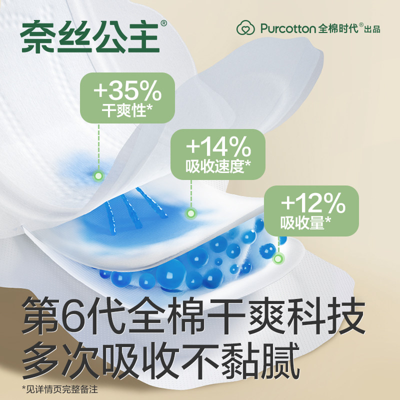 全棉时代奈丝公主纯棉卫生巾日用薄姨妈巾女245mmx30官方旗舰正品
