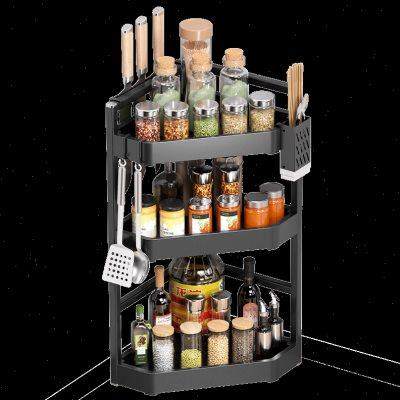Kitchen storage rack countertop corner triangle seasoning rack corner hanging corner storage wall hanging without punching rack