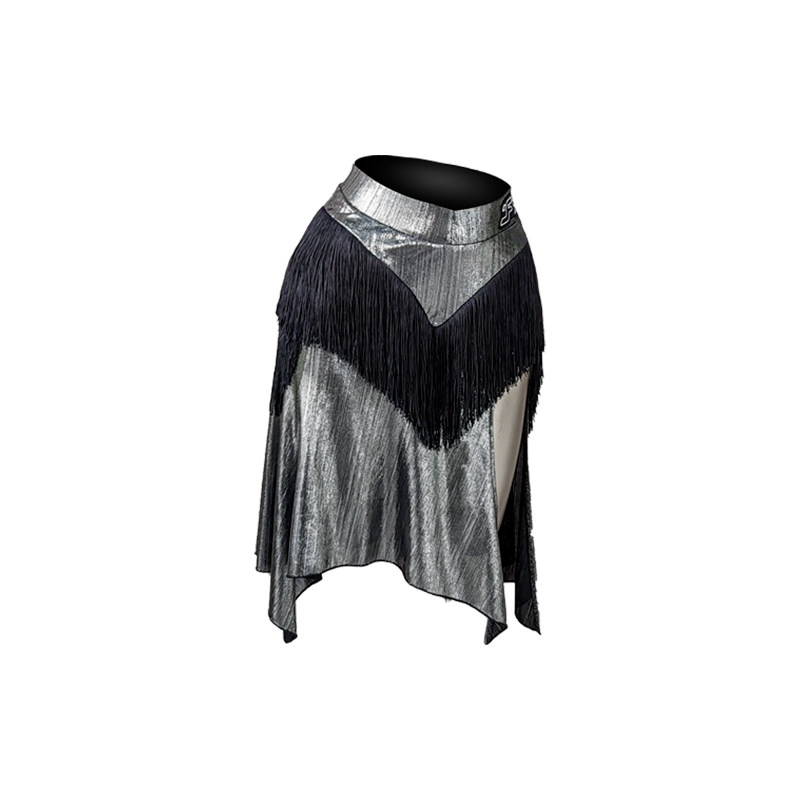 又见梵羽夏季拉丁服美背流苏连体衣银色半身裙国标练功舞服ALW219 - 图3