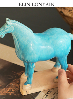 珑衍家居中式陶瓷御马玄关摆件