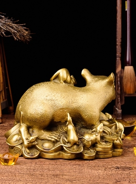 纯铜金钱鼠汽车摆件工艺品