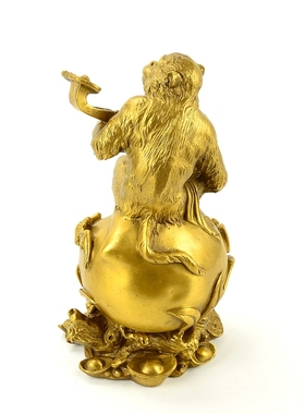 纯铜如意乔迁生肖猴中式开业礼品