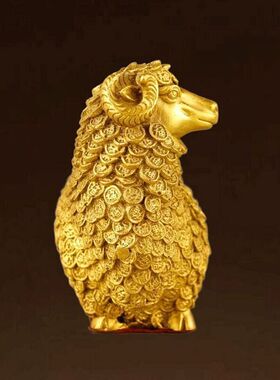全铜万福羊摆件客厅玄关装饰品办公室工艺品绵羊金钱羊送礼中式