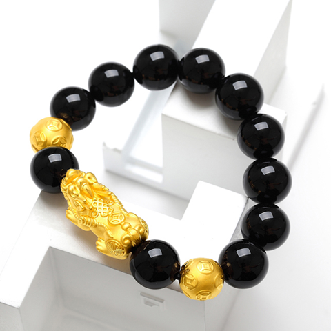越南沙金貔貅串男3d硬黄金999手链 吴丽敏手链