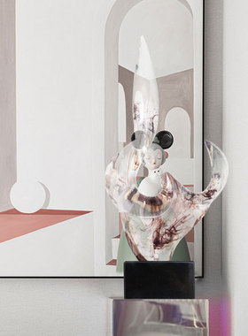 现代客厅电视机柜酒柜玄关树脂雕塑家居装饰工艺品玄关大摆件摆设