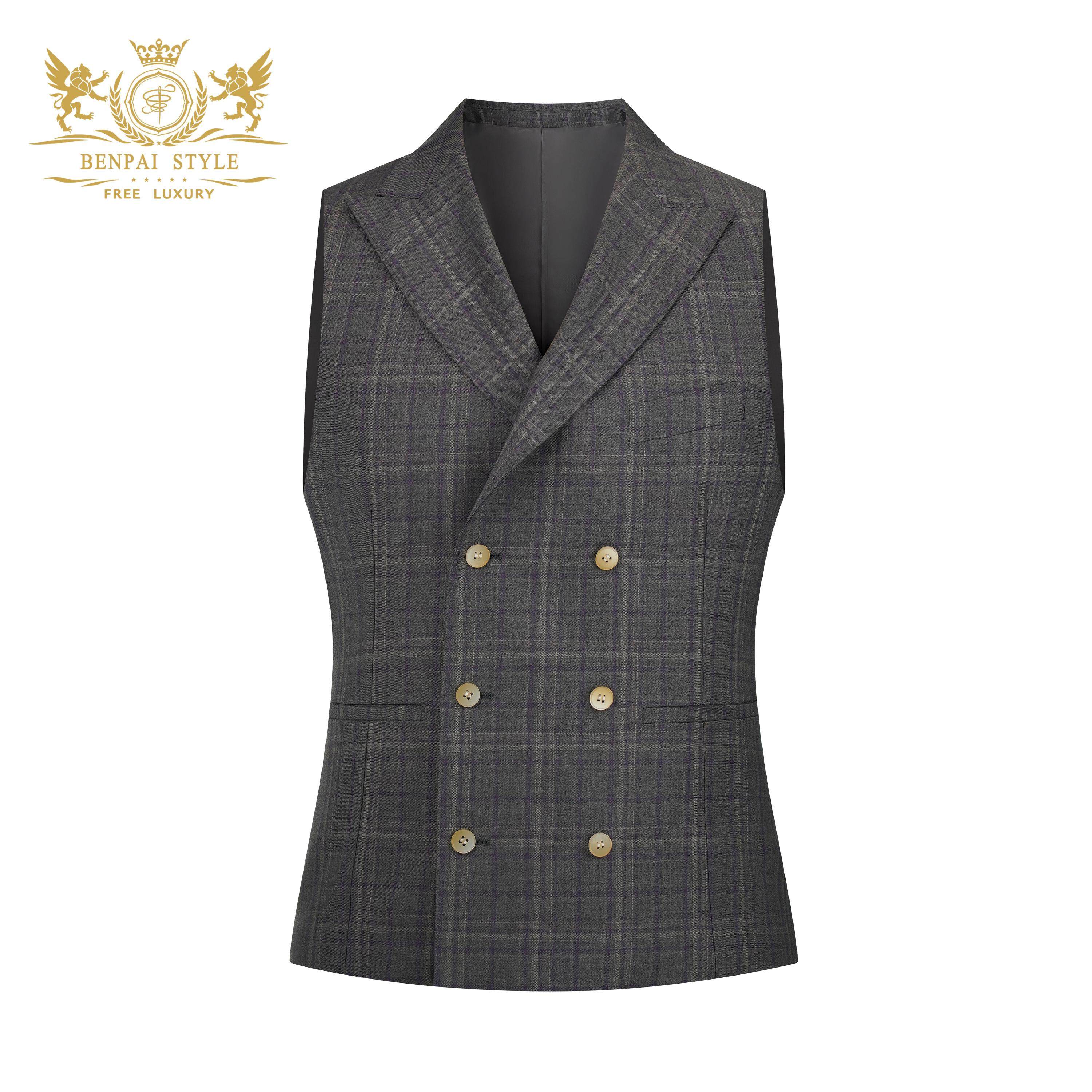 Men's Scottish plaid wool business vest
