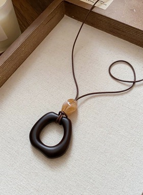 新中式毛衣链复古挂脖吊坠民族风