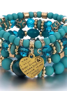 波西米亚风手链女四层叠戴手串