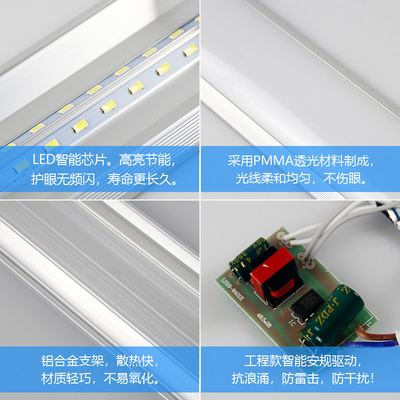 LED长条灯家用三防净化灯管一体化全套吸顶日光灯防尘条形支架灯 - 图2