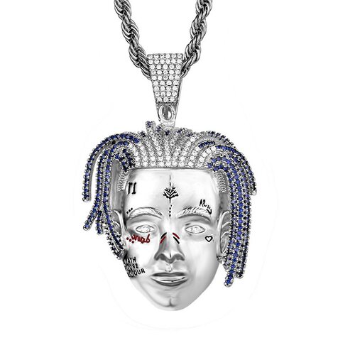 欧美个性时尚潮牌XXXTENTACION石人头像吊坠男嘻哈项链hiphop饰品 - 图1