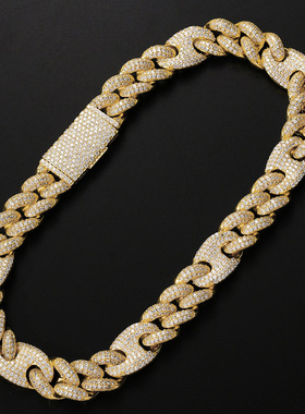 20mm古巴链猪鼻子迈阿密锁扣项链