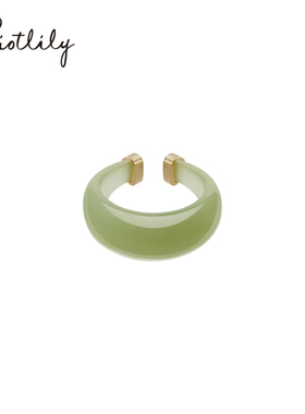 Riotlily艾特里里涟漪戒指和田玉晴水馒头戒新中式开口戒生日礼物