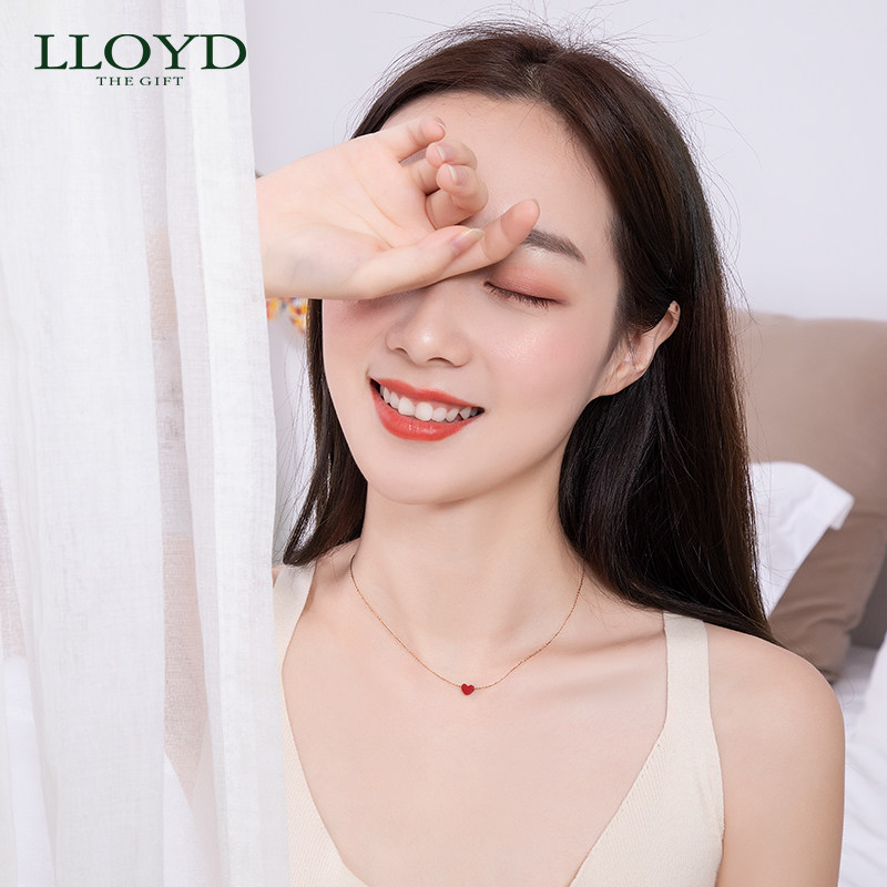 洛雅蒂正品女10k金爱心韩国锁骨链 LLOYD海外项链