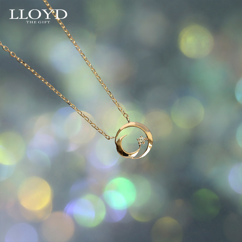 洛雅蒂正品女韩国10k星月锁骨链 LLOYD海外项链