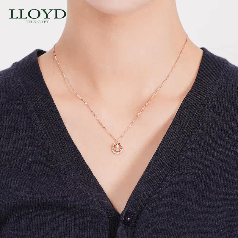 lloyd洛雅蒂正品女双环钻石项链 LLOYD海外项链