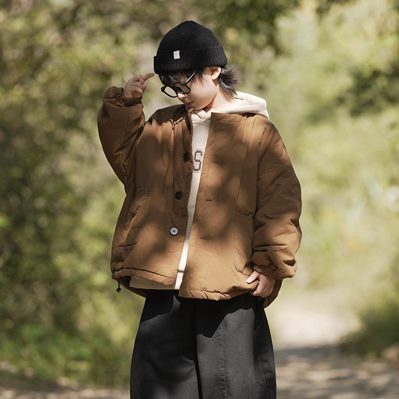 香港BAKUXIA男童棉服2025冬季新款中大童加绒防风锁温棉衣外套韩,淘宝优惠券,粉丝福利购,淘宝优惠卷