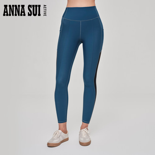 ANNA SUI安娜苏运动  暖棉拼接加绒加厚高腰瑜伽裤3A抗菌收腹显瘦 - 图2
