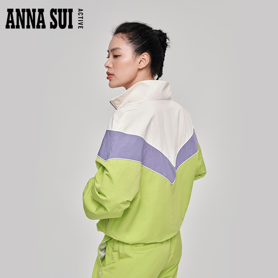 ANNA SUI安娜苏运动  经典安娜系列 撞色拼接梭织外套户外夹克