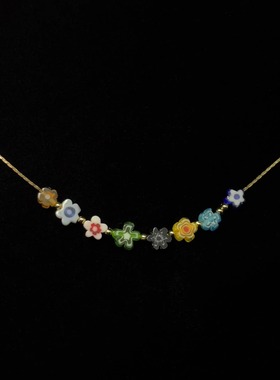 Vintage古着 Colorful daisies beads项链