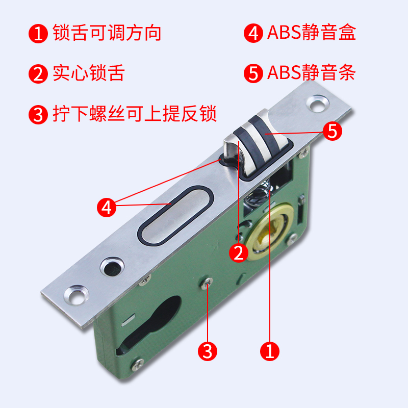 小50锁体室内房门锁5040静音锁体大50锁体上提反锁木门锁孔距165-图2