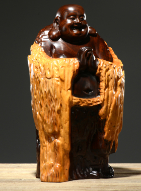 供奉家居客厅玄关红木弥勒佛像