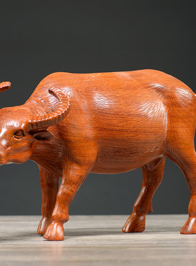 装饰品风水华尔街牛黄花梨木雕