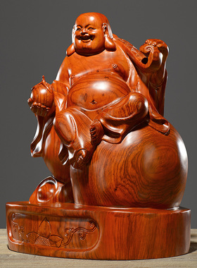 刺史供奉红木雕刻工艺品弥勒佛像